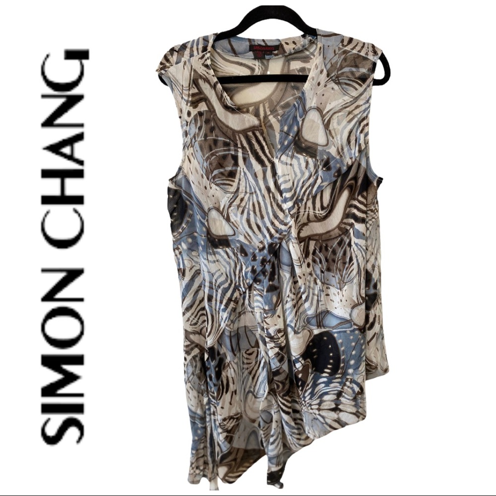 Simon Chang Sleeveless Asymmetrical Dress